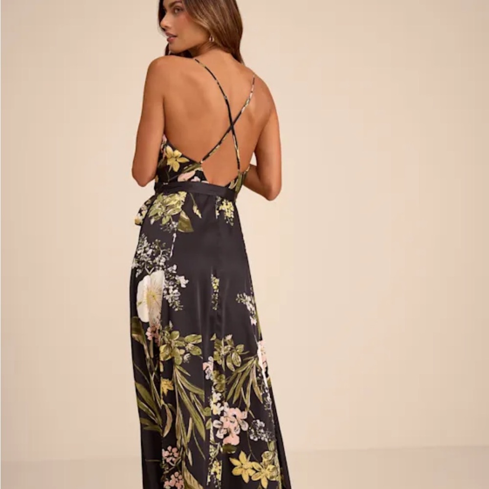 Still the One Black Floral Print Satin Maxi Dress
- Lulu’s - Picture 3 of 6